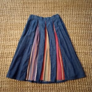 Multi color pleated Grannycore Orvis Jean Skirt